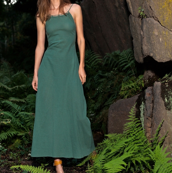 ETHICAL NWOT Awaveawake Backless String Dress Teal Aquamarine - Picture 1 of 3